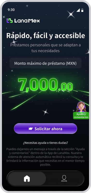 Pantalla principal de la aplicación LanaMex